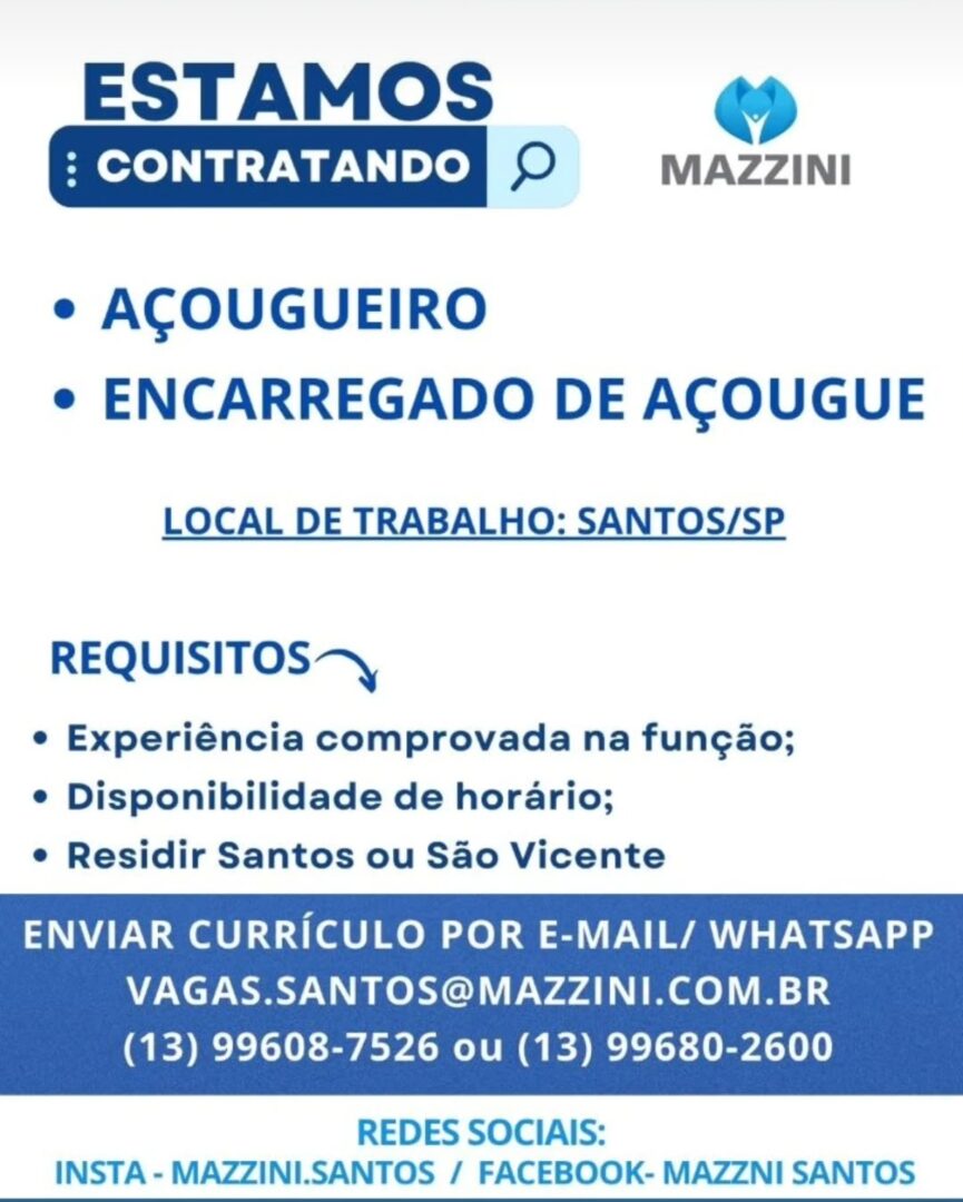 Vagas 13/04/2026 Baixada Santista