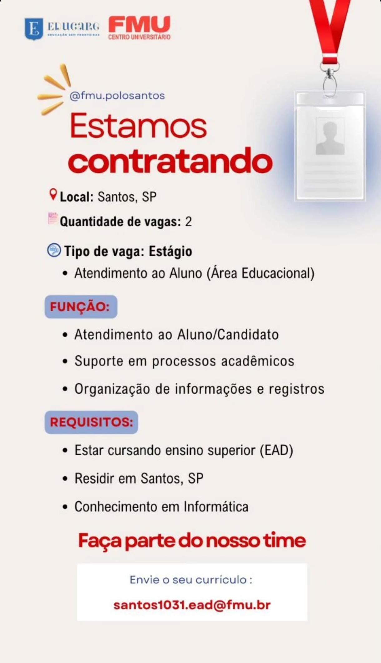 Vagas 14/04/2026 Baixada Santista