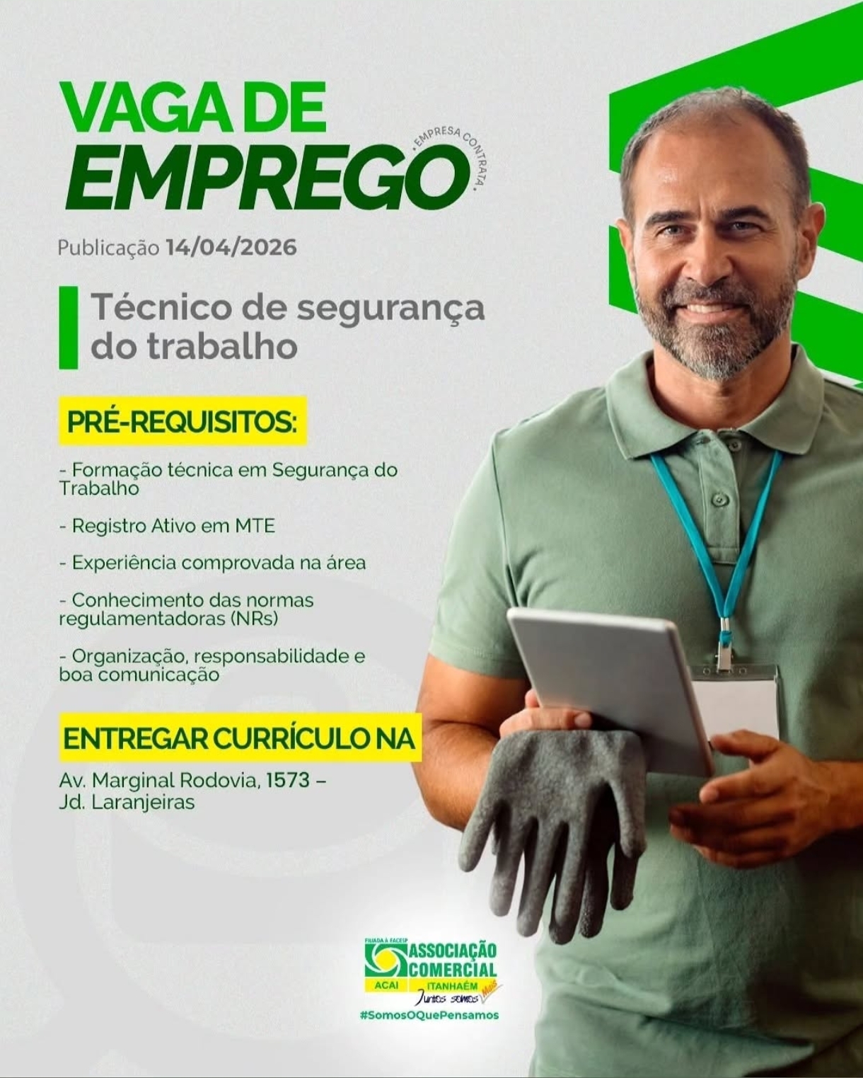 Vagas 14/04/2026 Baixada Santista