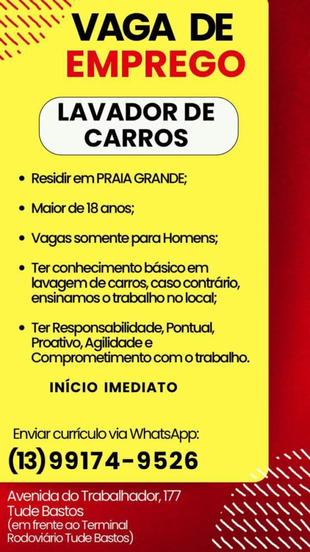 Vagas 15/04/2026 Baixada Santista