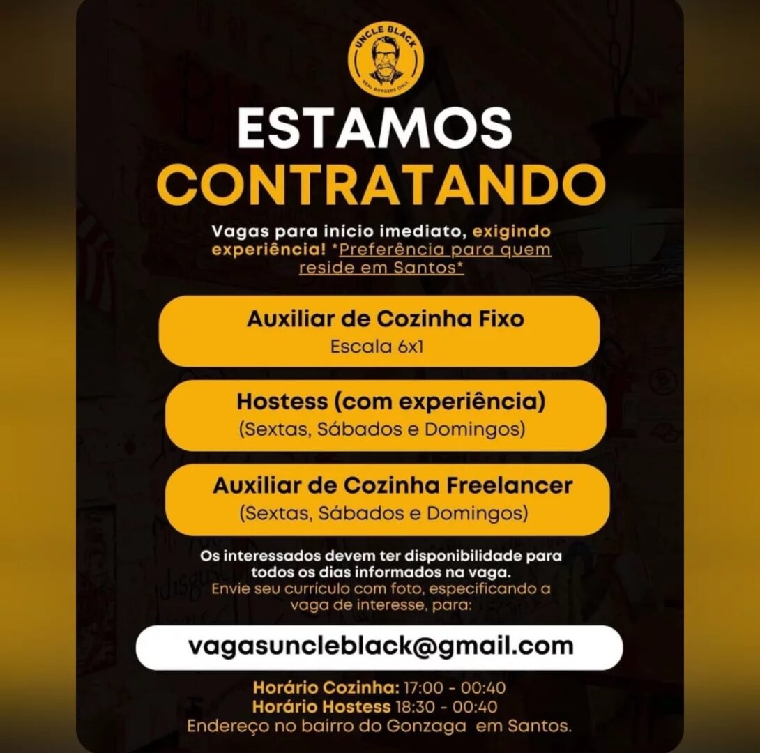 Vagas 15/04/2026 Baixada Santista