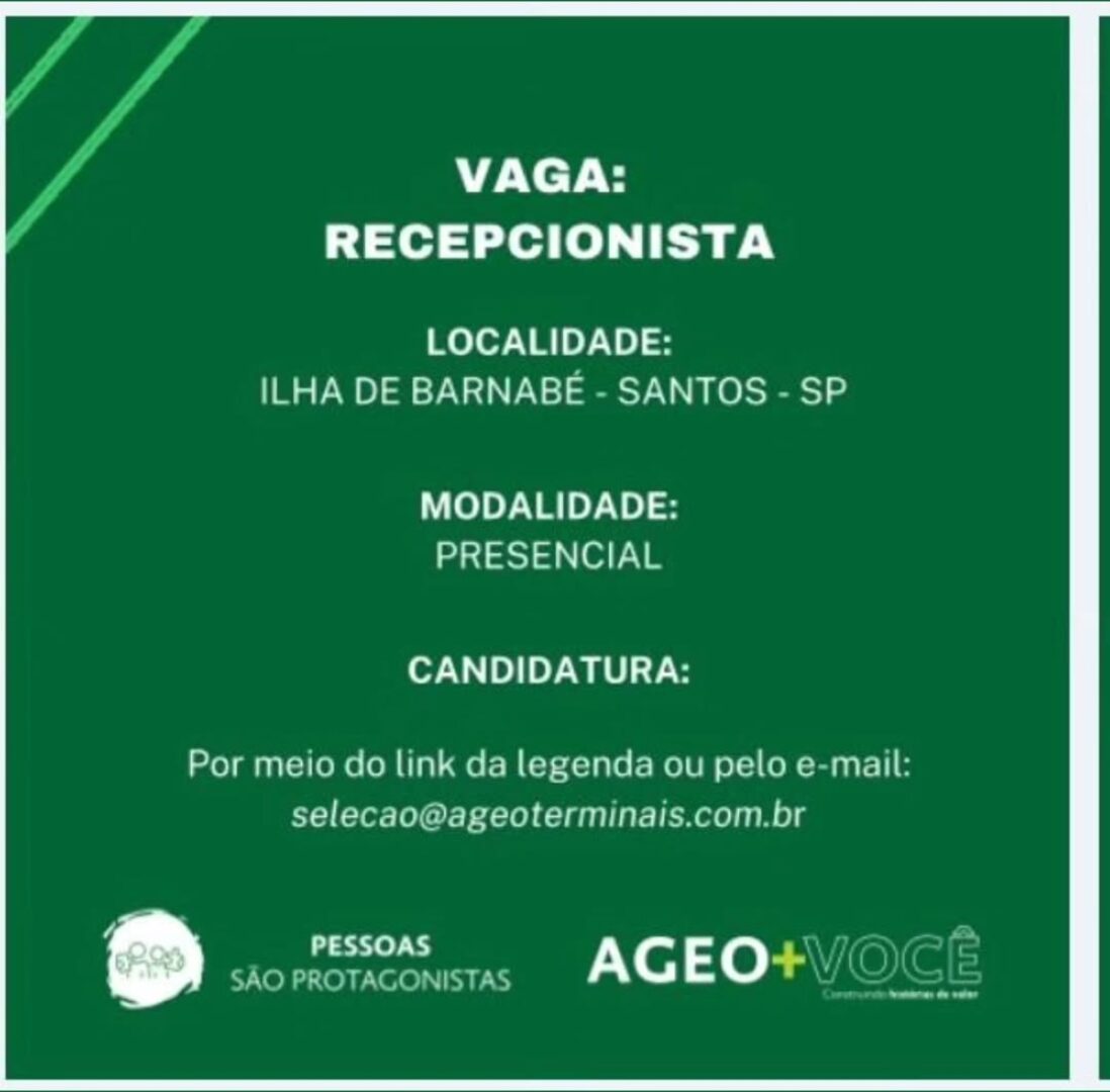 Vagas 15/04/2026 Baixada Santista