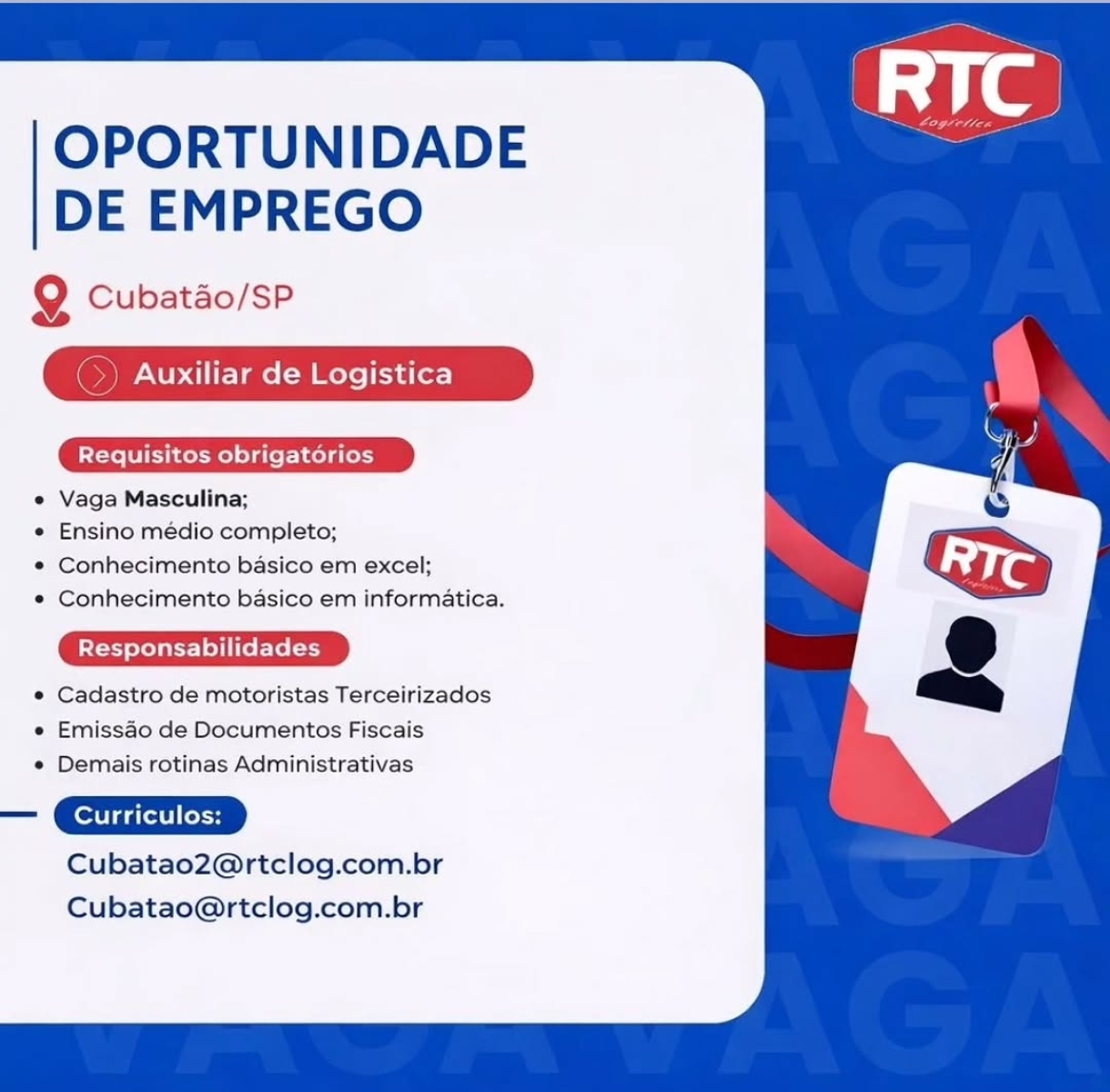 Vagas 15/04/2026 Baixada Santista