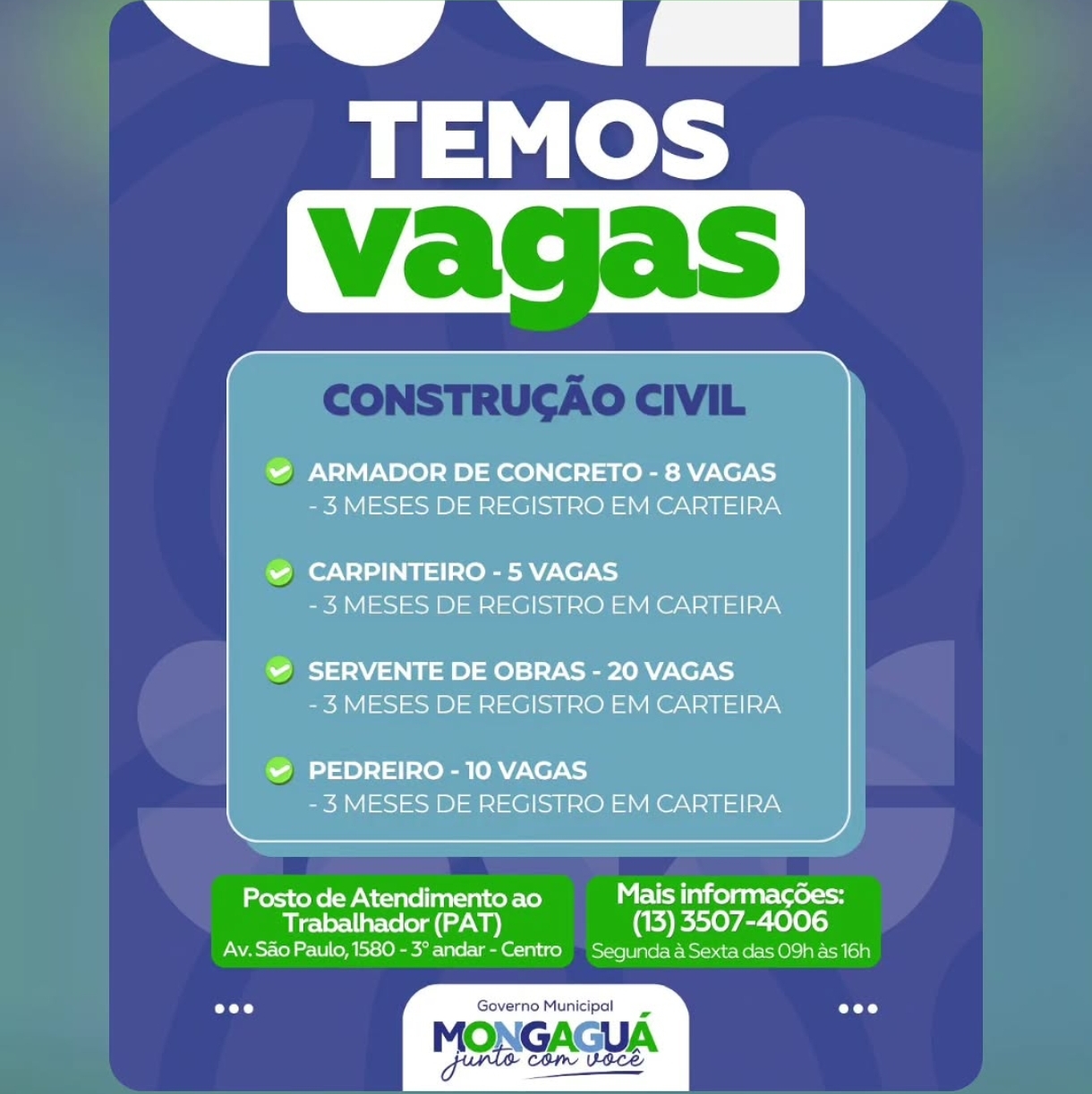 Vagas 15/04/2026 Baixada Santista