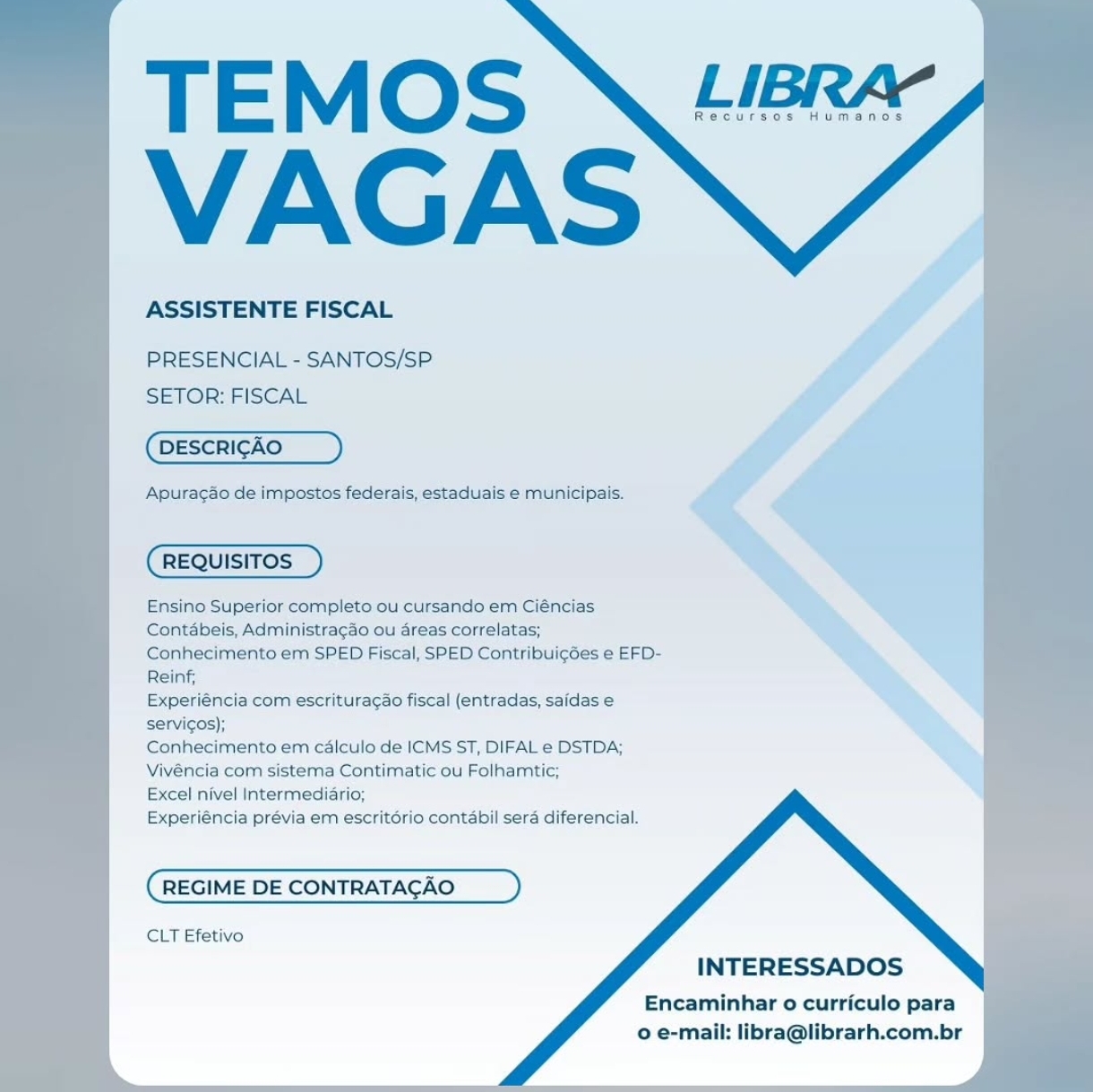 Vagas 15/04/2026 Baixada Santista