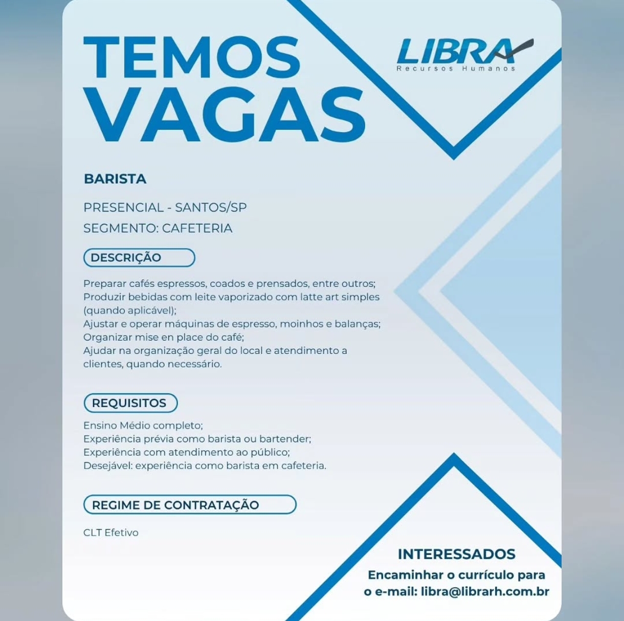 Vagas 15/04/2026 Baixada Santista