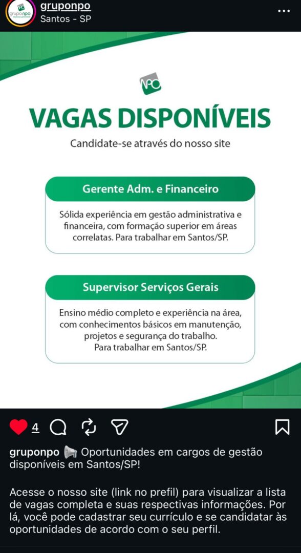 Vagas 17/04/2026 Baixada Santista