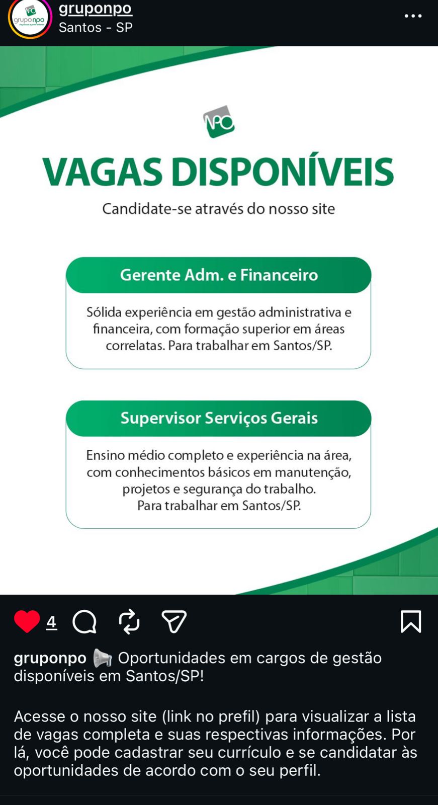 Vagas 17/04/2026 Baixada Santista