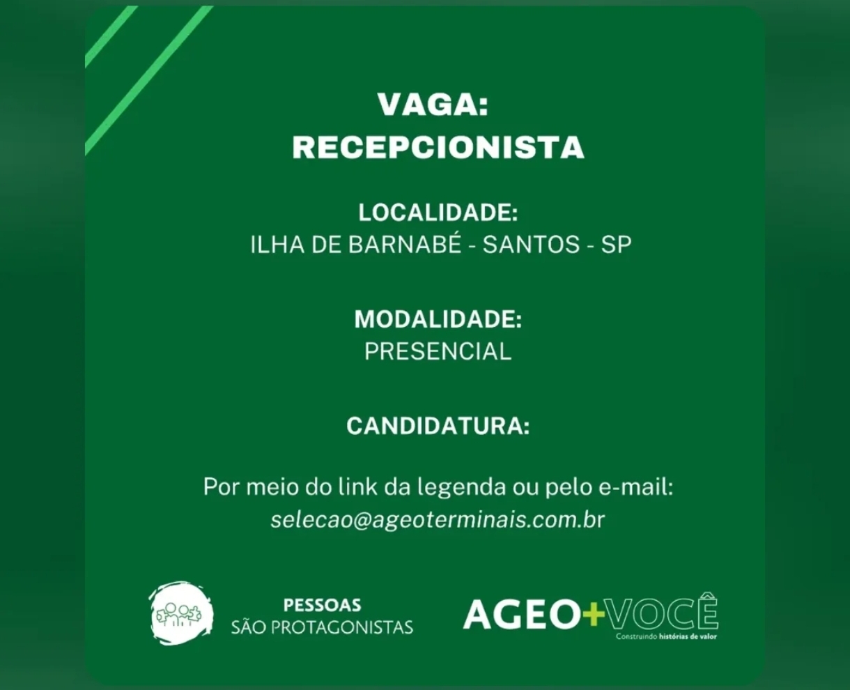 Vagas 16/04/2026 Baixada Santista