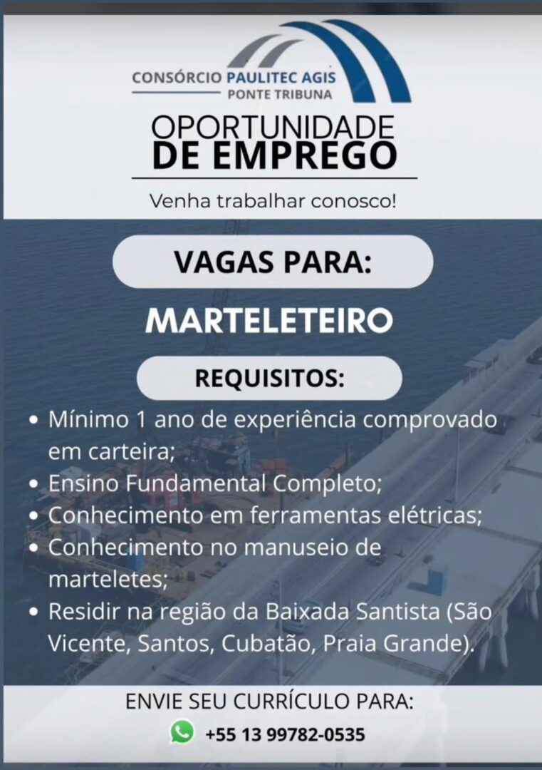 Vagas 16/04/2026 Baixada Santista