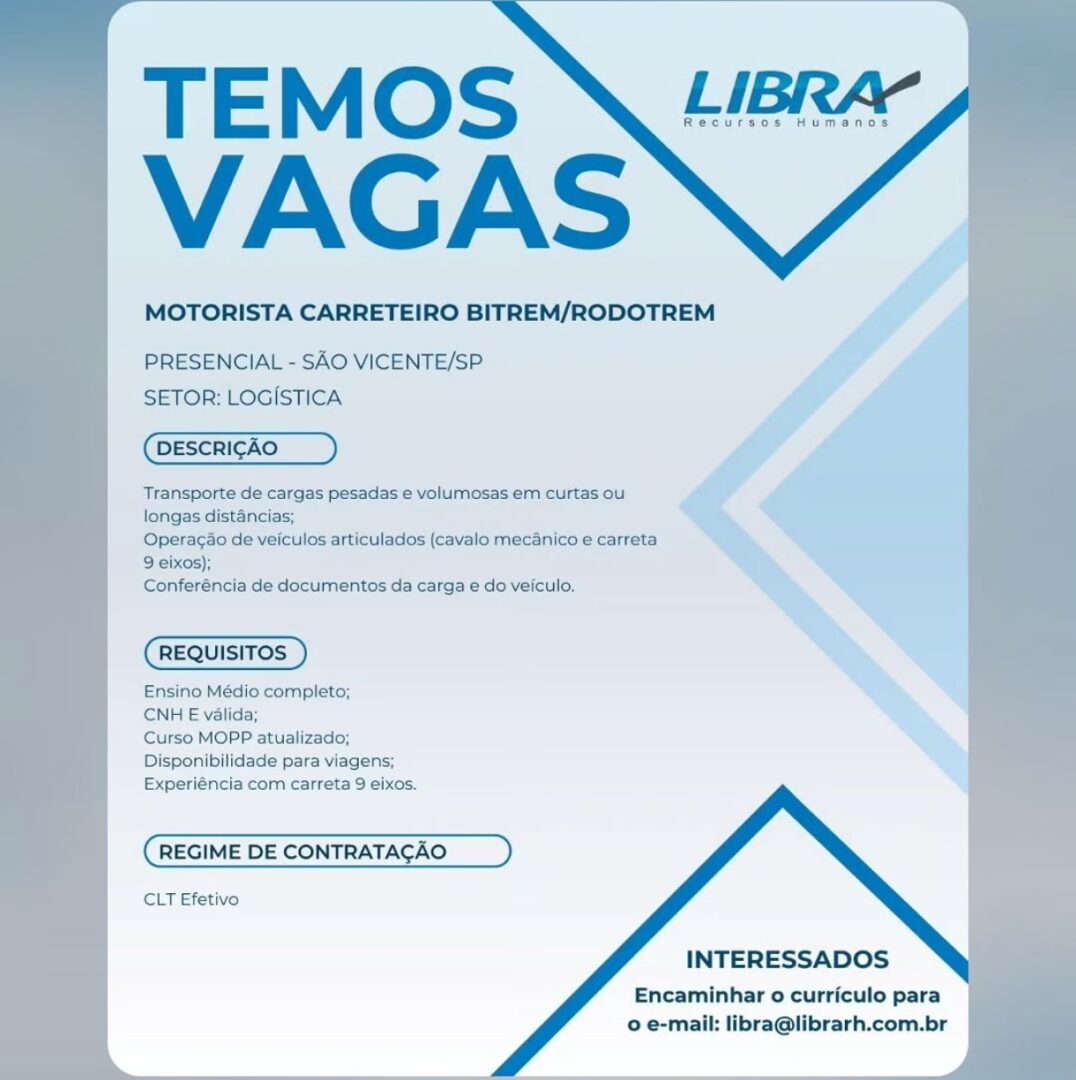 Vagas 16/04/2026 Baixada Santista