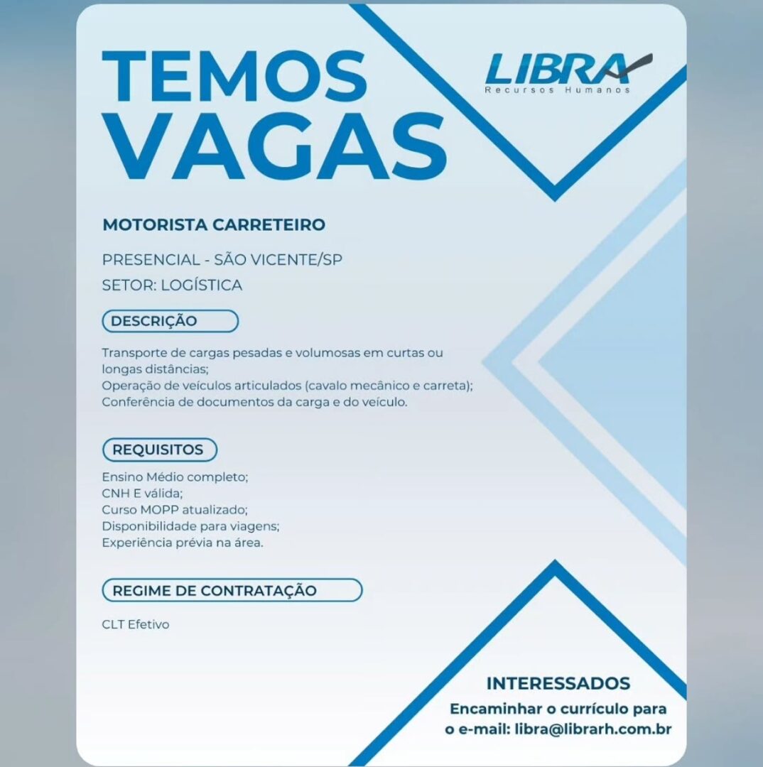 Vagas 16/04/2026 Baixada Santista