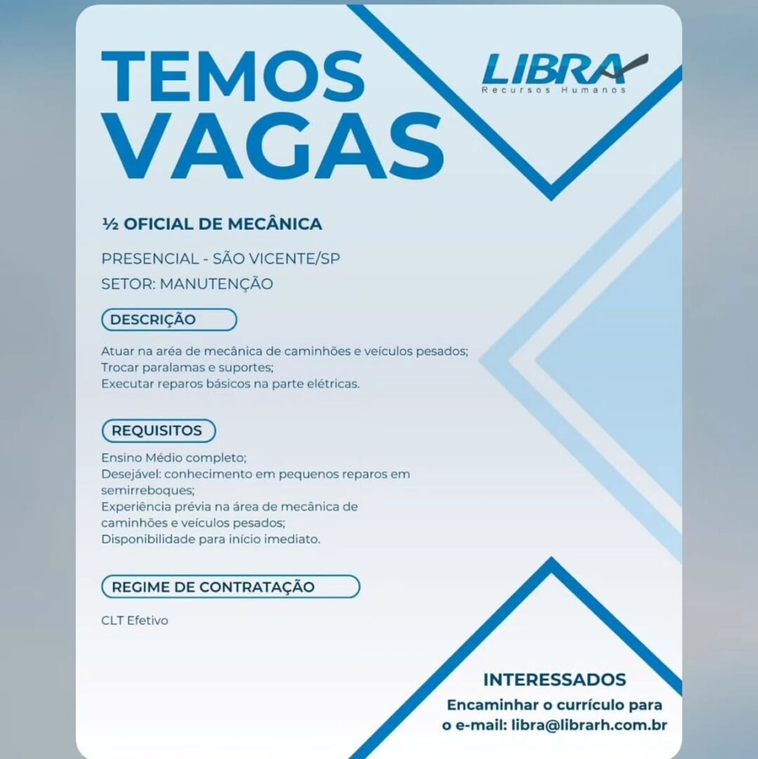 Vagas 16/04/2026 Baixada Santista