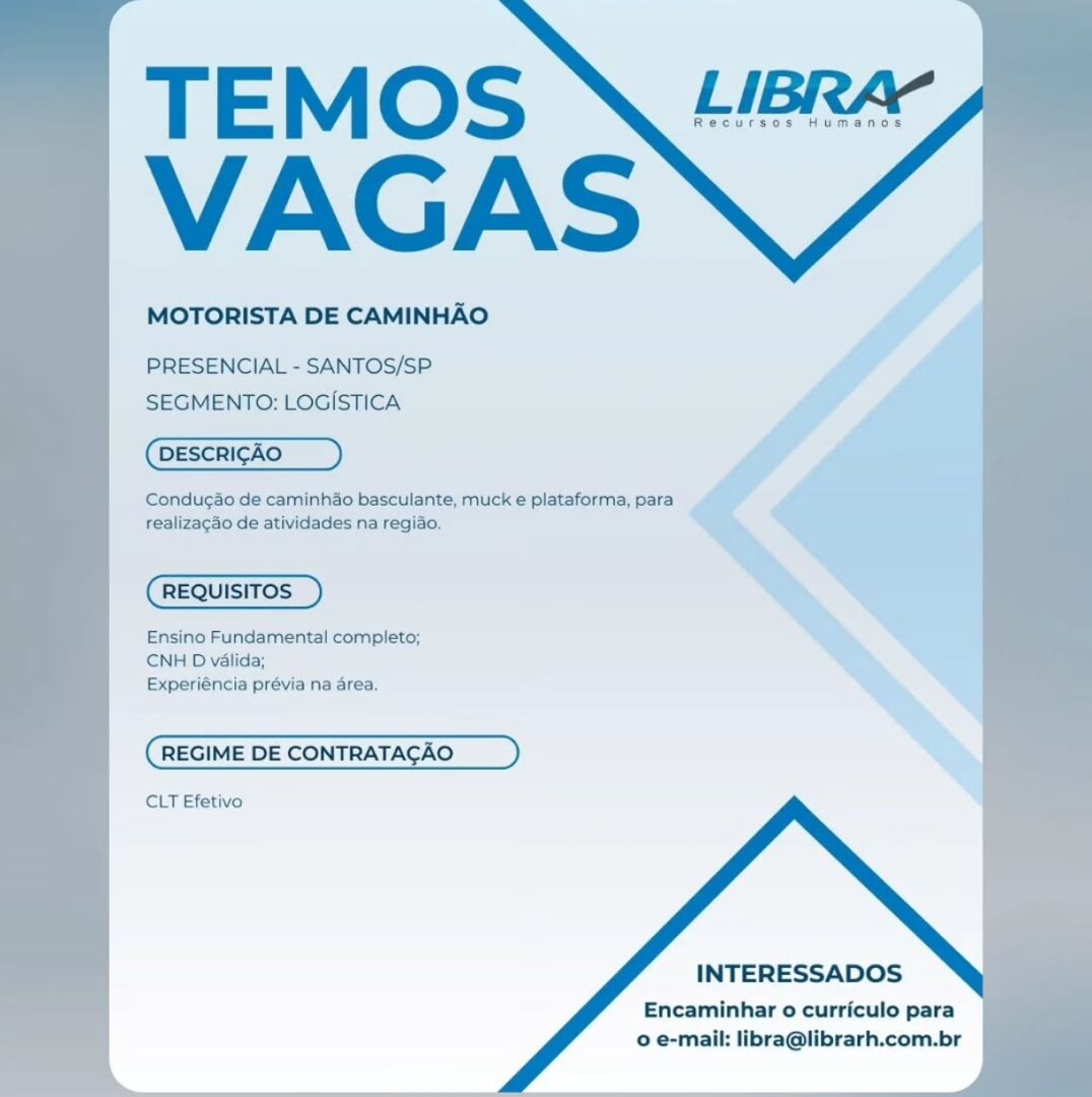 Vagas 16/04/2026 Baixada Santista