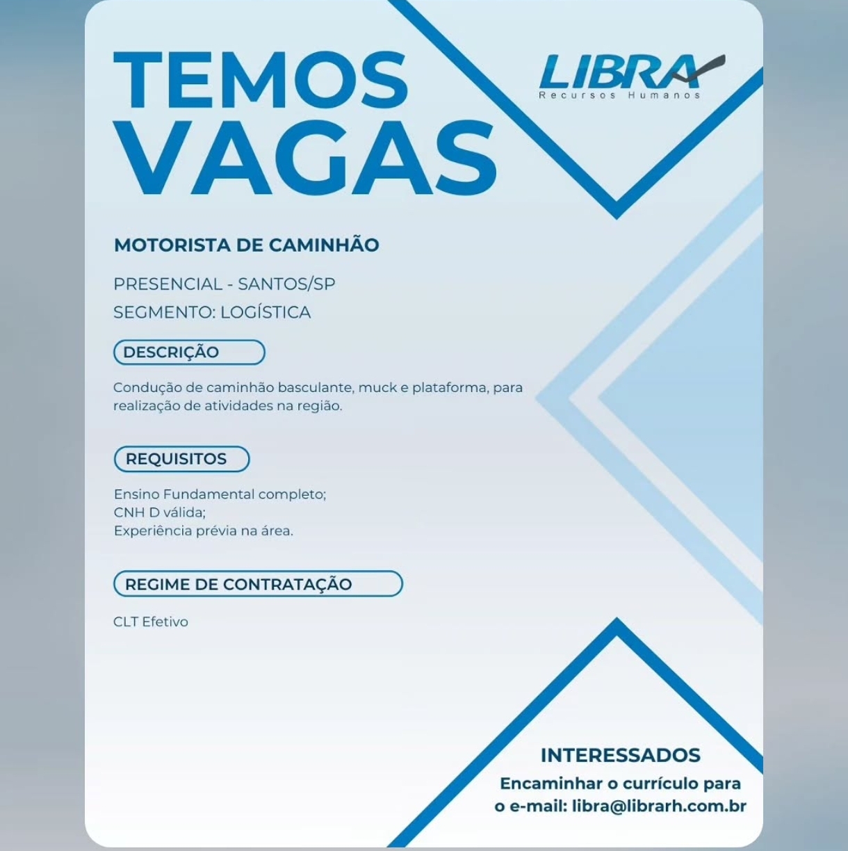 Vagas 16/04/2026 Baixada Santista