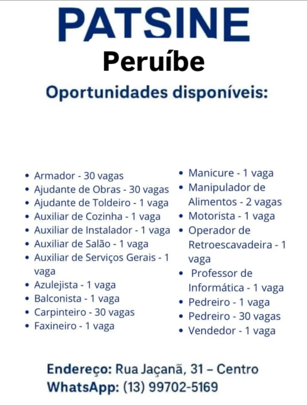 Vagas 17/04/2026 Baixada Santista