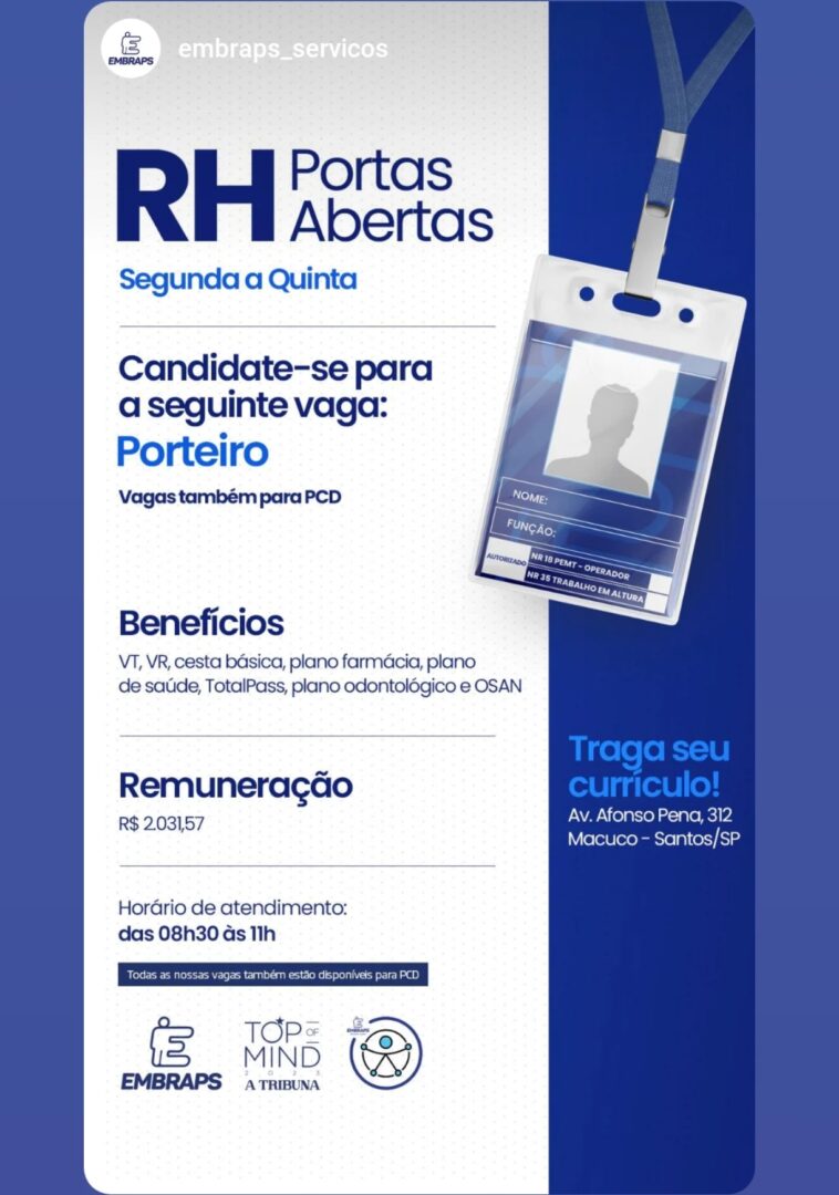 Vagas 17/04/2026 Baixada Santista