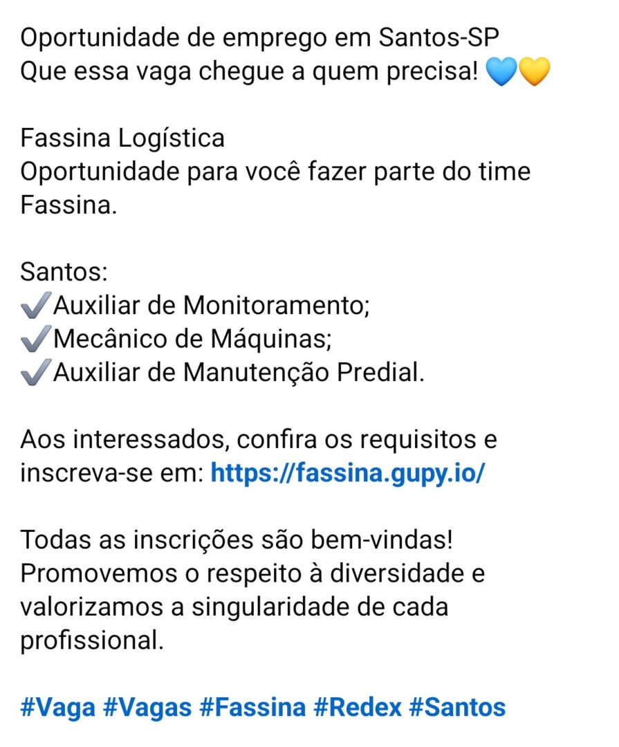 Vagas 19/04/2026 Baixada Santista