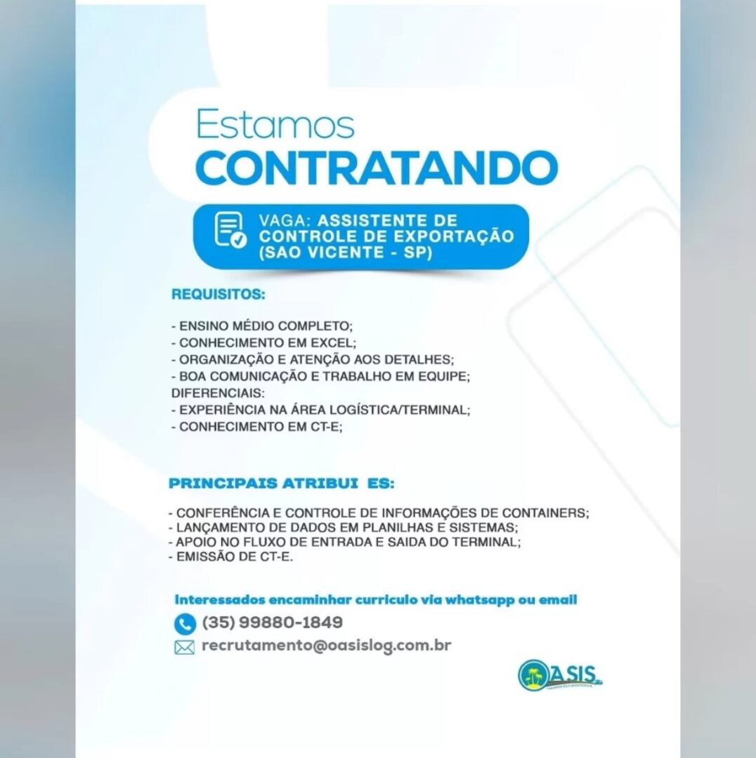 Vagas 19/04/2026 Baixada Santista