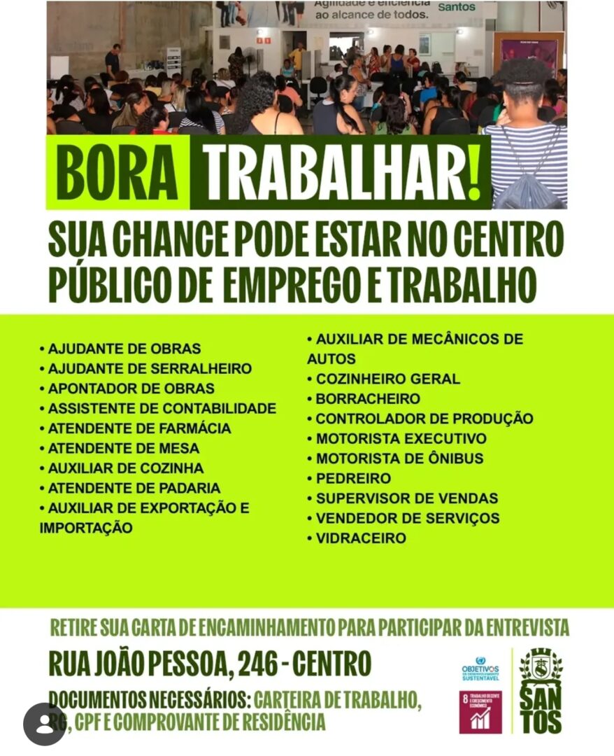 Vagas 20/04/2026 Baixada Santista