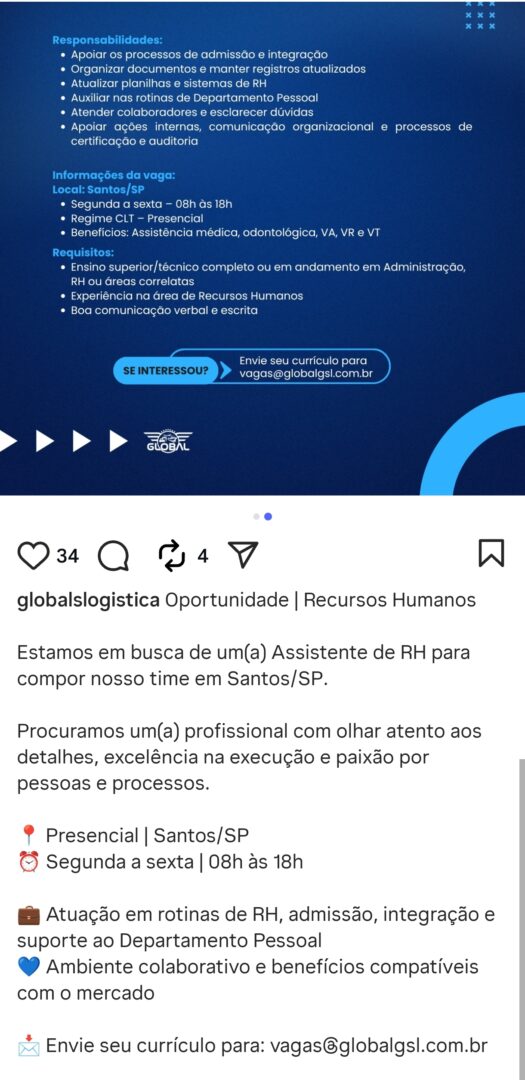 Vagas 20/04/2026 Baixada Santista