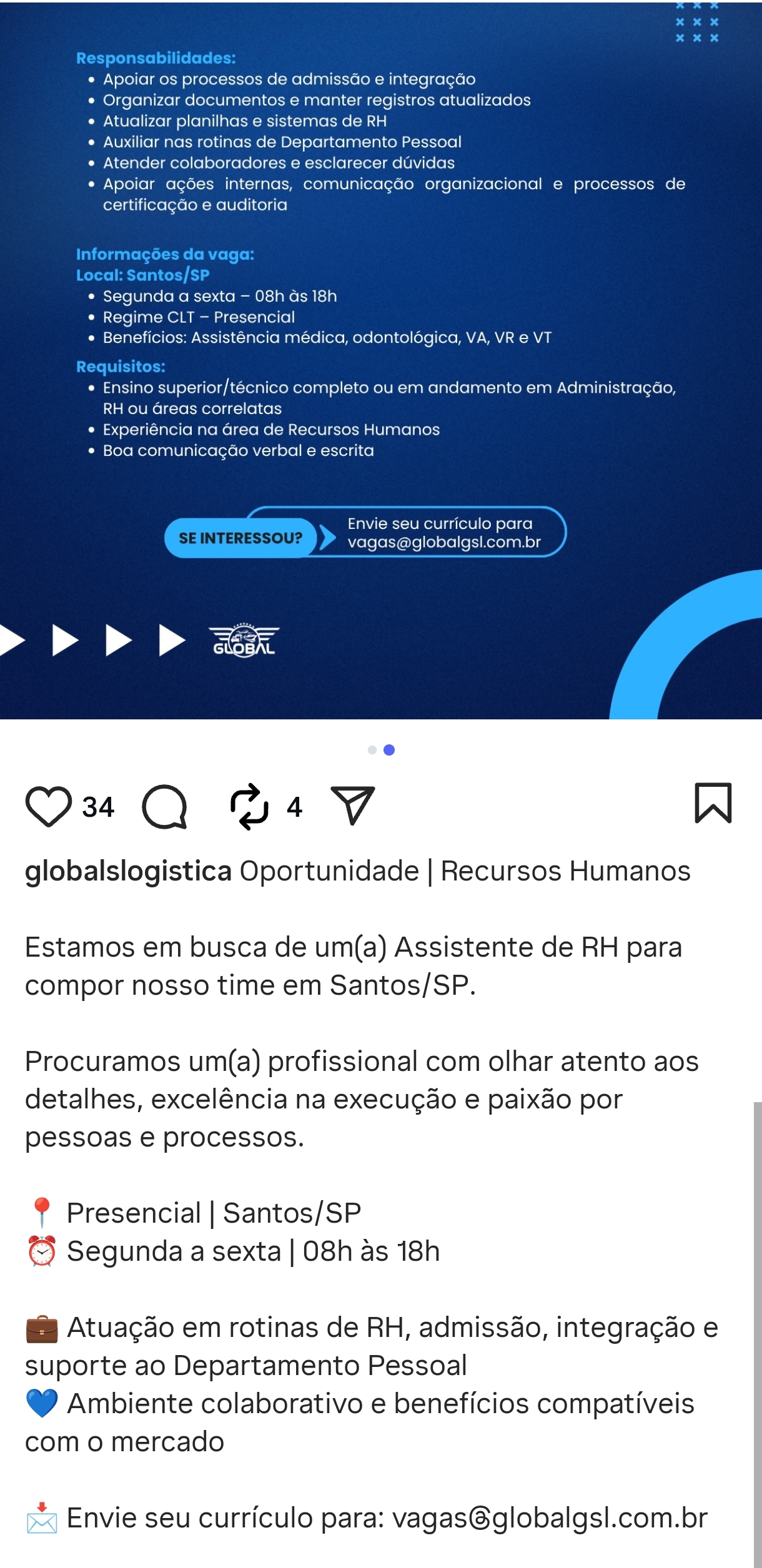 Vagas 20/04/2026 Baixada Santista