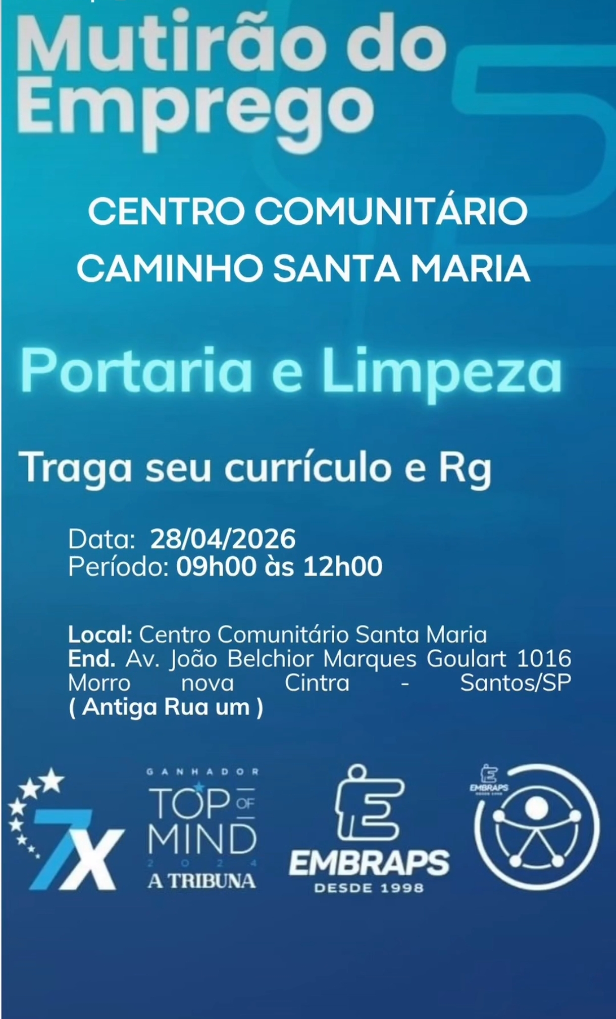 Vagas 20/04/2026 Baixada Santista