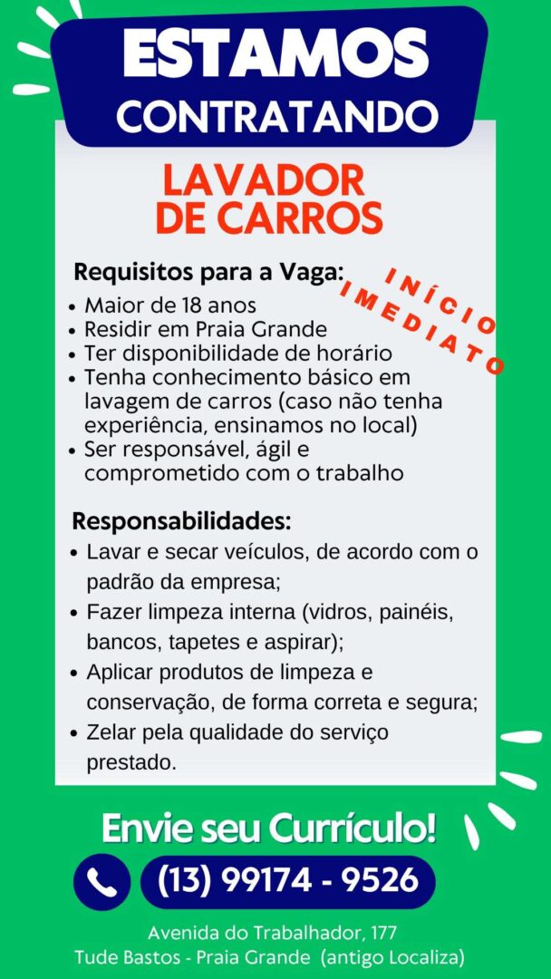 Vagas 21/04/2026 Baixada Santista