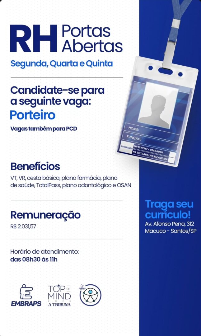 Vagas 22/04/2026 Baixada Santista