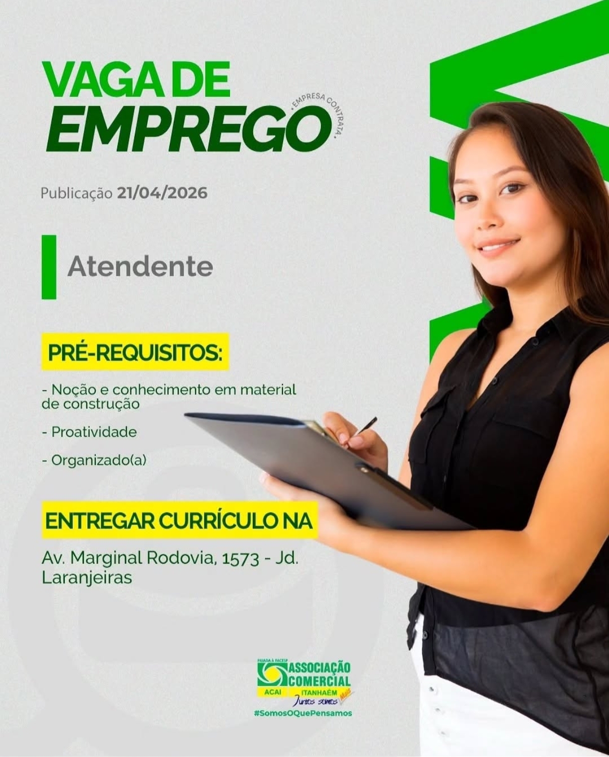 Vagas 22/04/2026 Baixada Santista