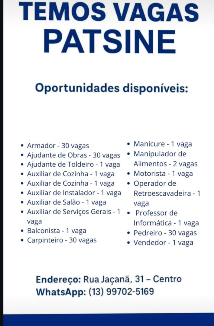 Vagas 22/04/2026 Baixada Santista