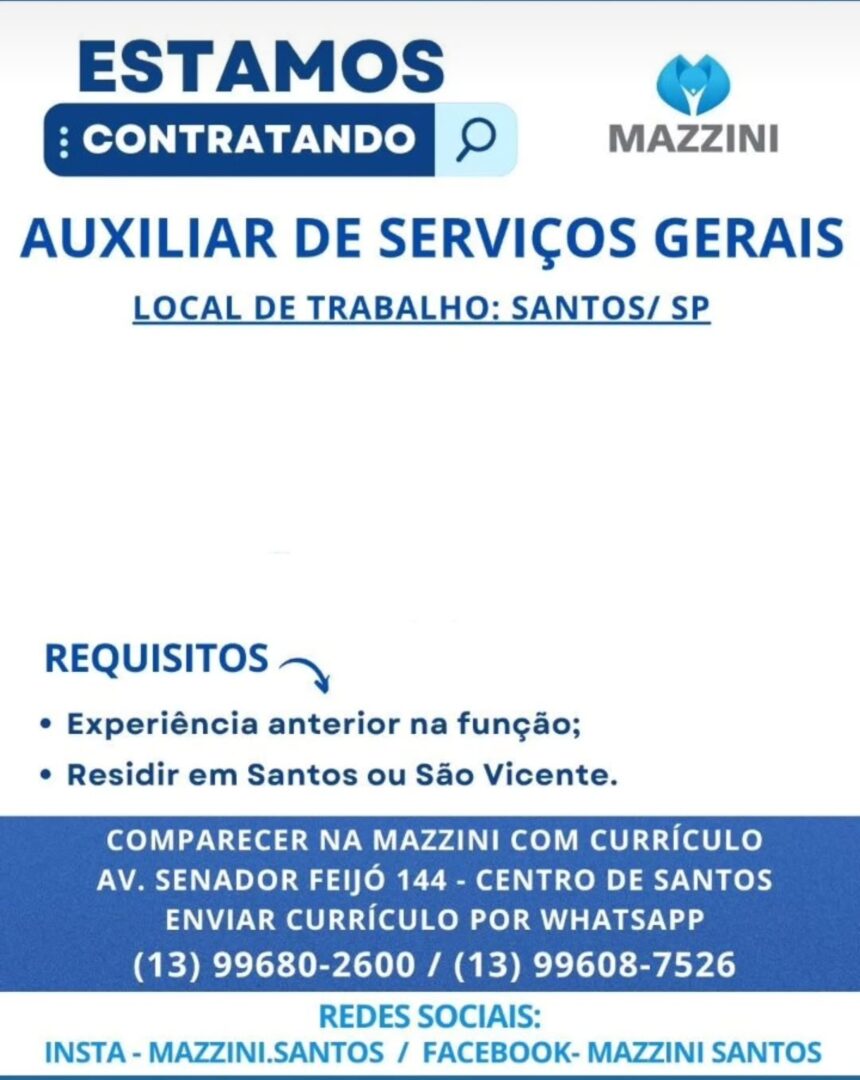 Vagas 22/04/2026 Baixada Santista