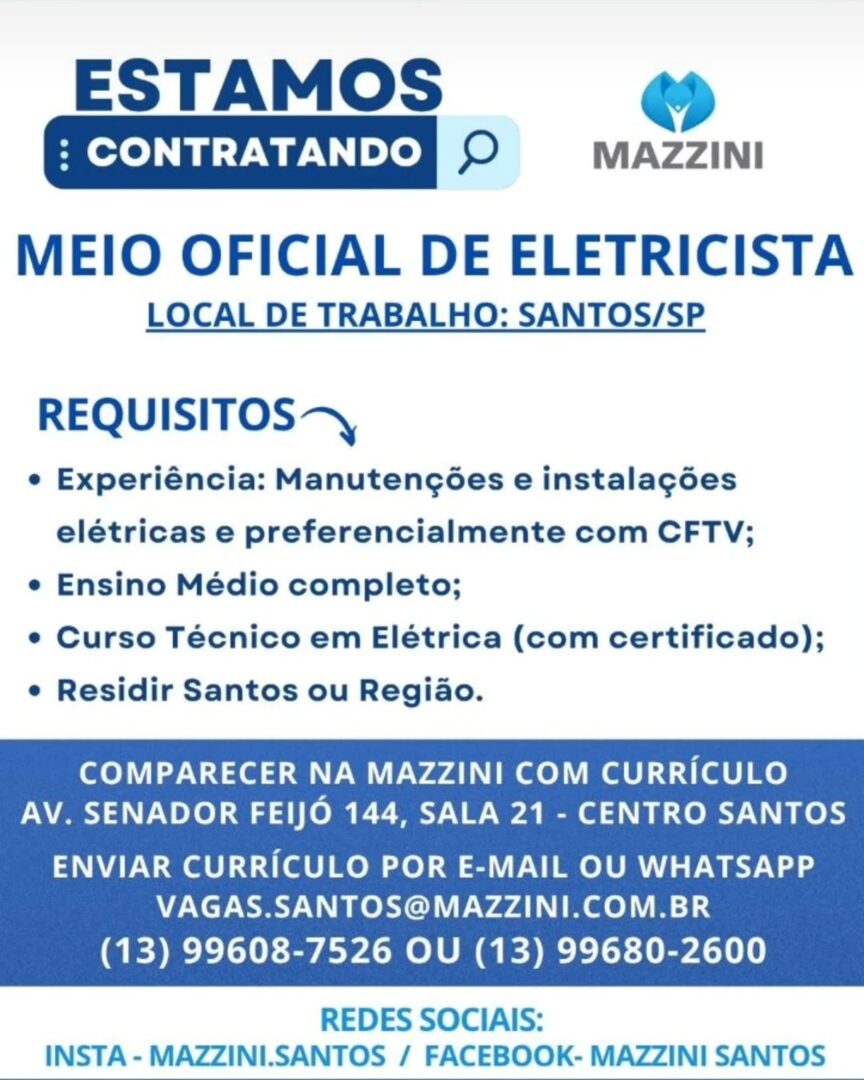 Vagas 22/04/2026 Baixada Santista