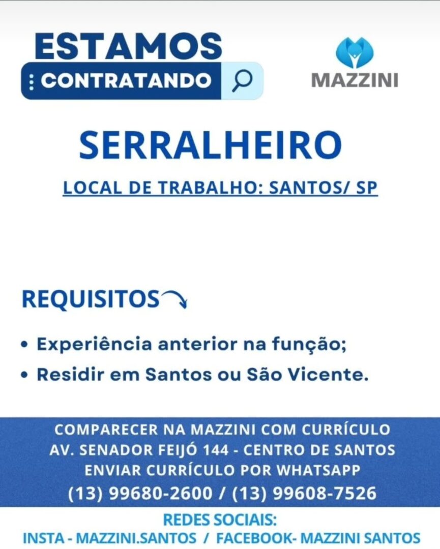 Vagas 22/04/2026 Baixada Santista