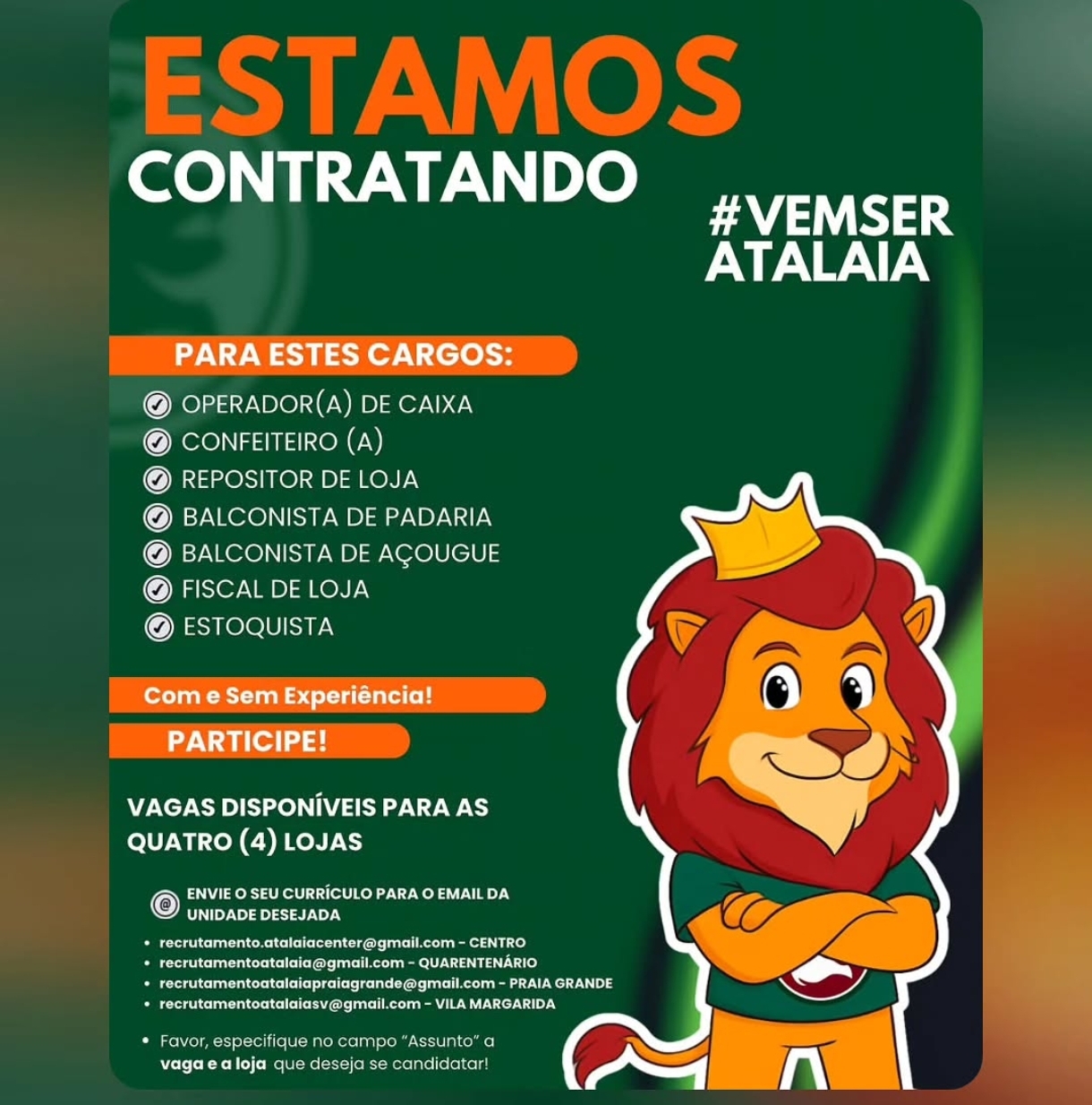 Vagas 22/04/2026 Baixada Santista