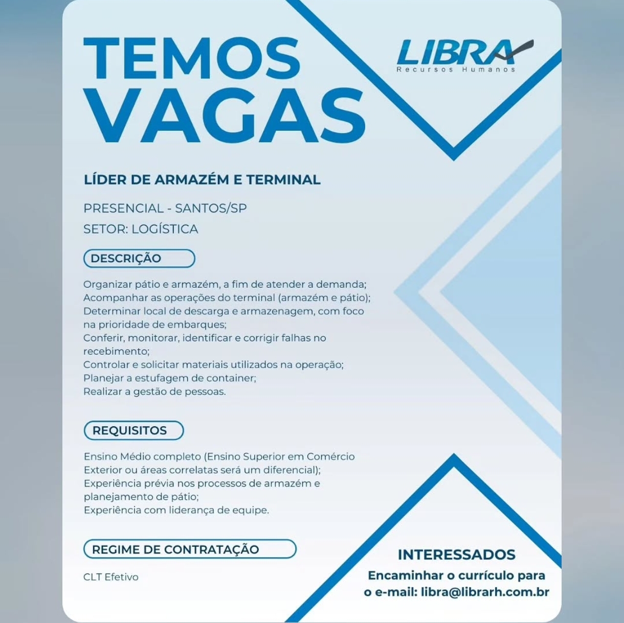 Vagas 22/04/2026 Baixada Santista