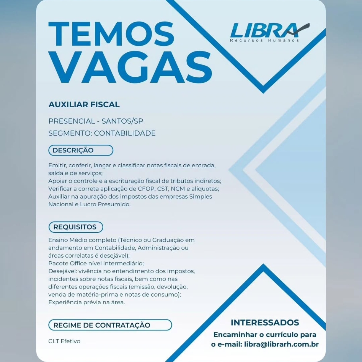 Vagas 22/04/2026 Baixada Santista