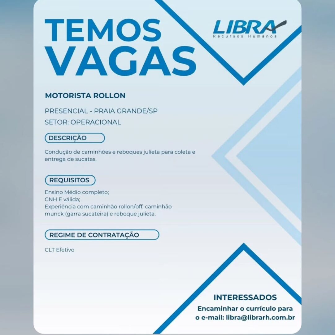 Vagas 22/04/2026 Baixada Santista