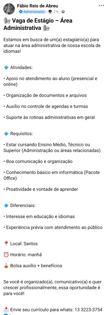 Vagas 23/04/2026 Baixada Santista