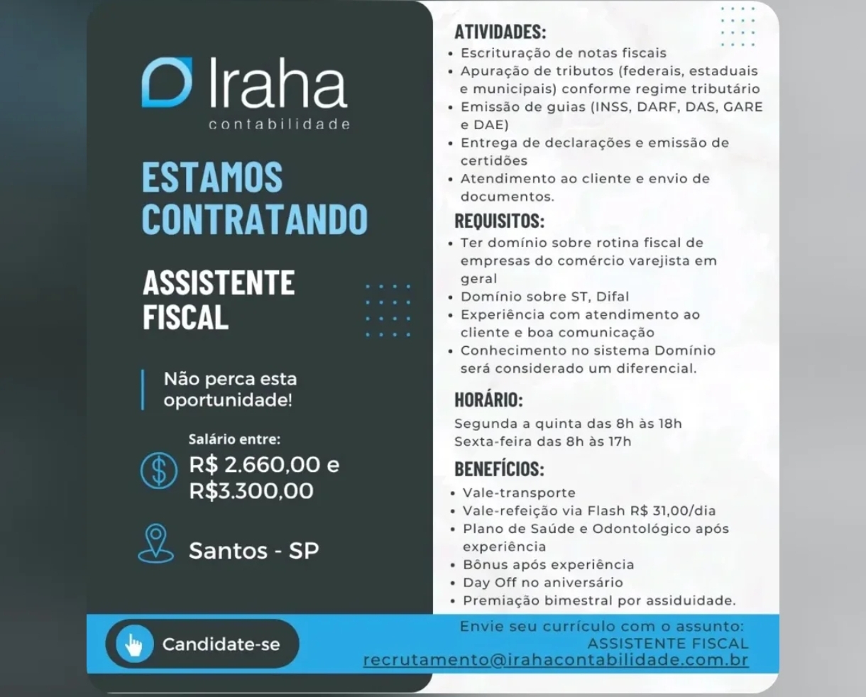 Vagas 23/04/2026 Baixada Santista