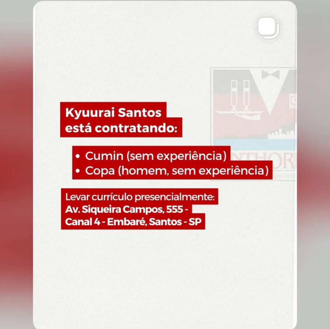 Vagas 24/04/2026 Baixada Santista