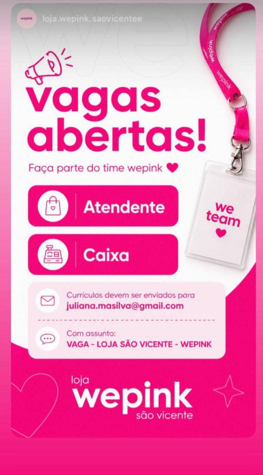 Vagas 25/04/2026 Baixada Santista