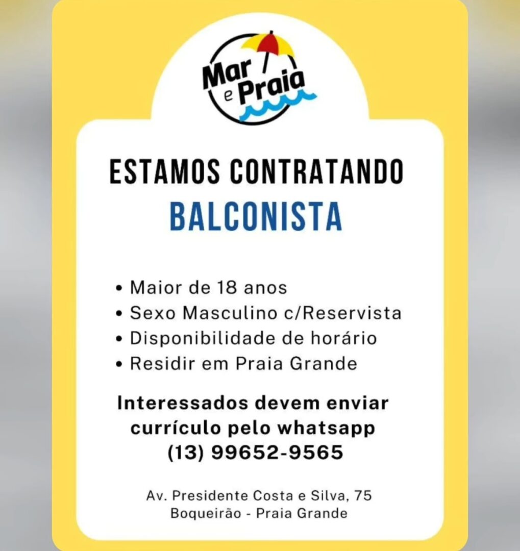 Vagas 25/04/2026 Baixada Santista