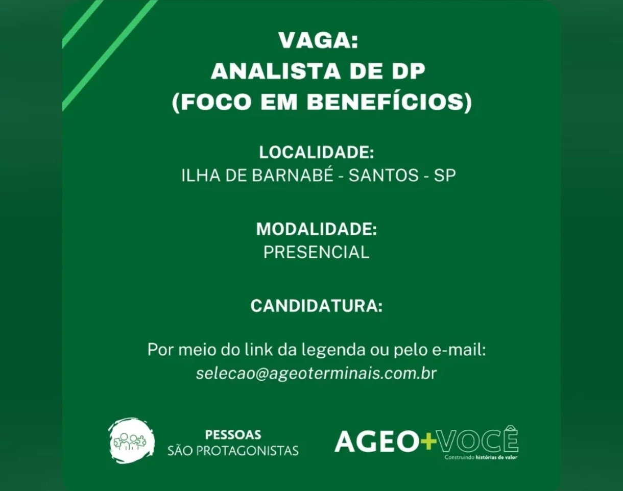 Vagas 26/04/2026 Baixada Santista