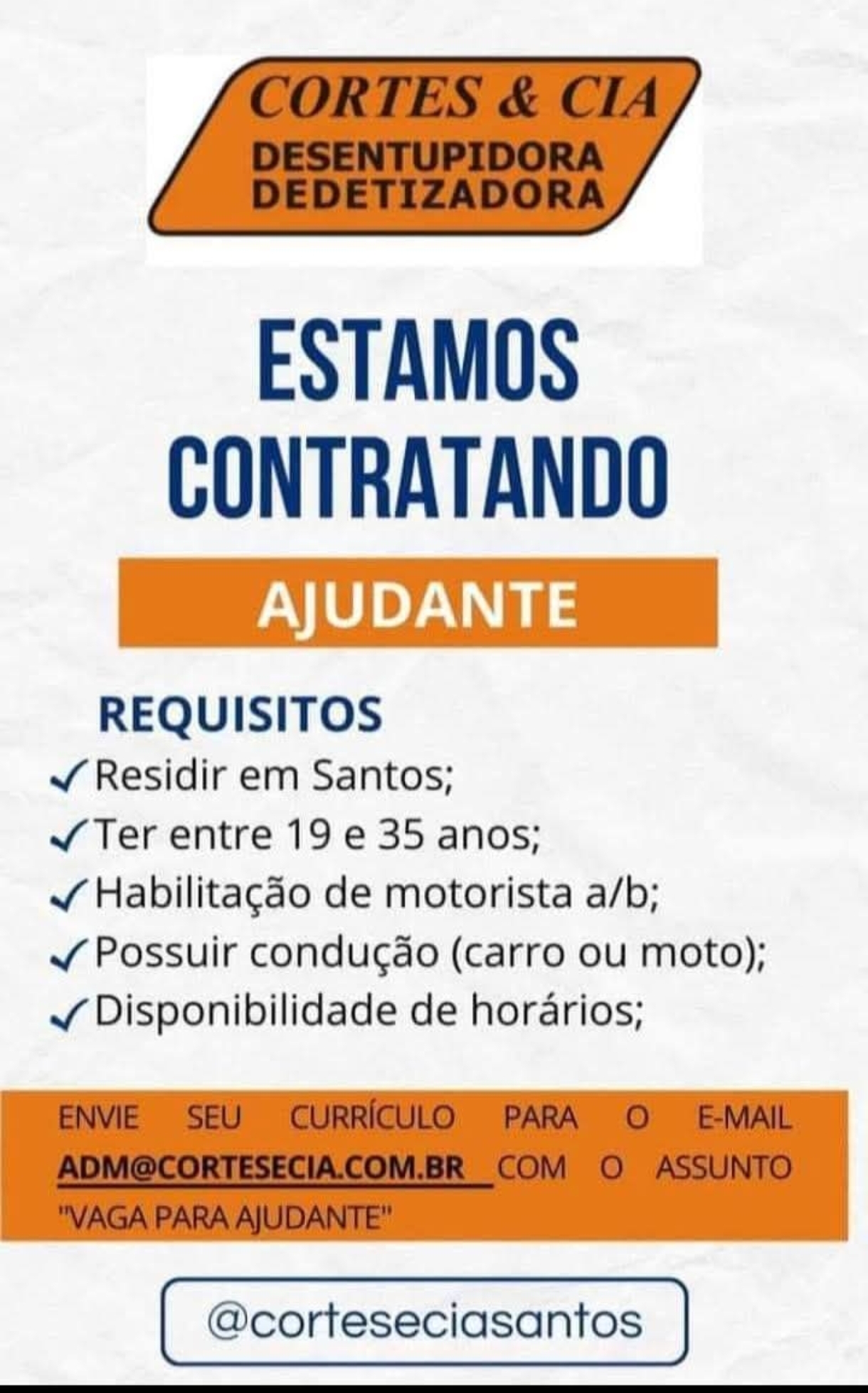 Vagas 27/04/2026 Baixada Santista