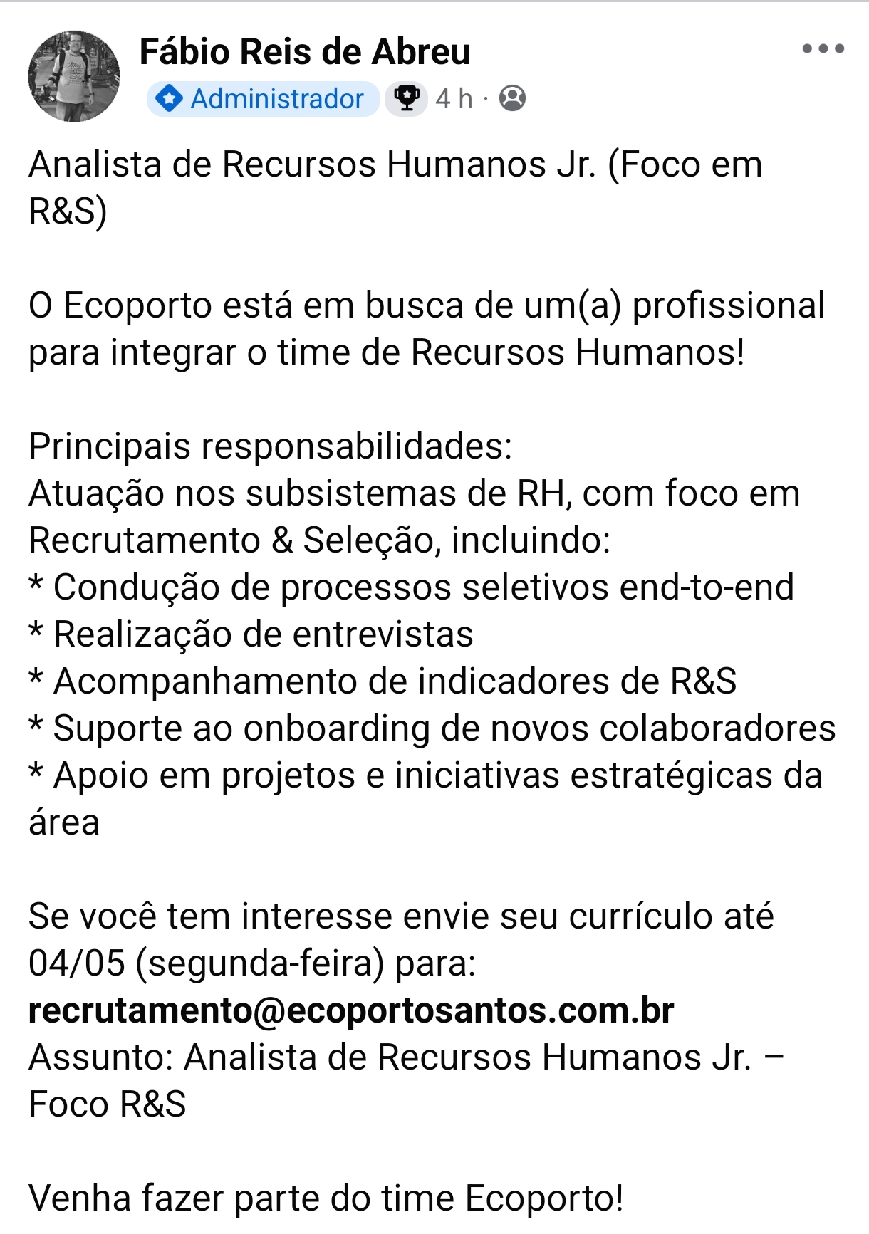 Vagas 27/04/2026 Baixada Santista