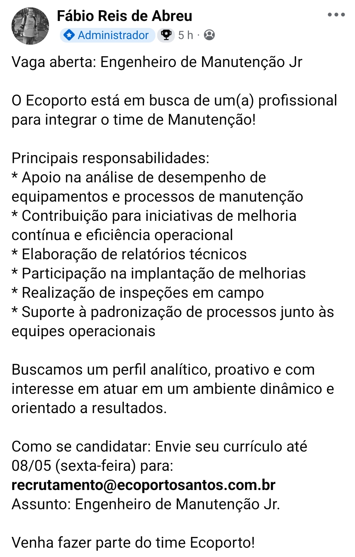 Vagas 27/04/2026 Baixada Santista