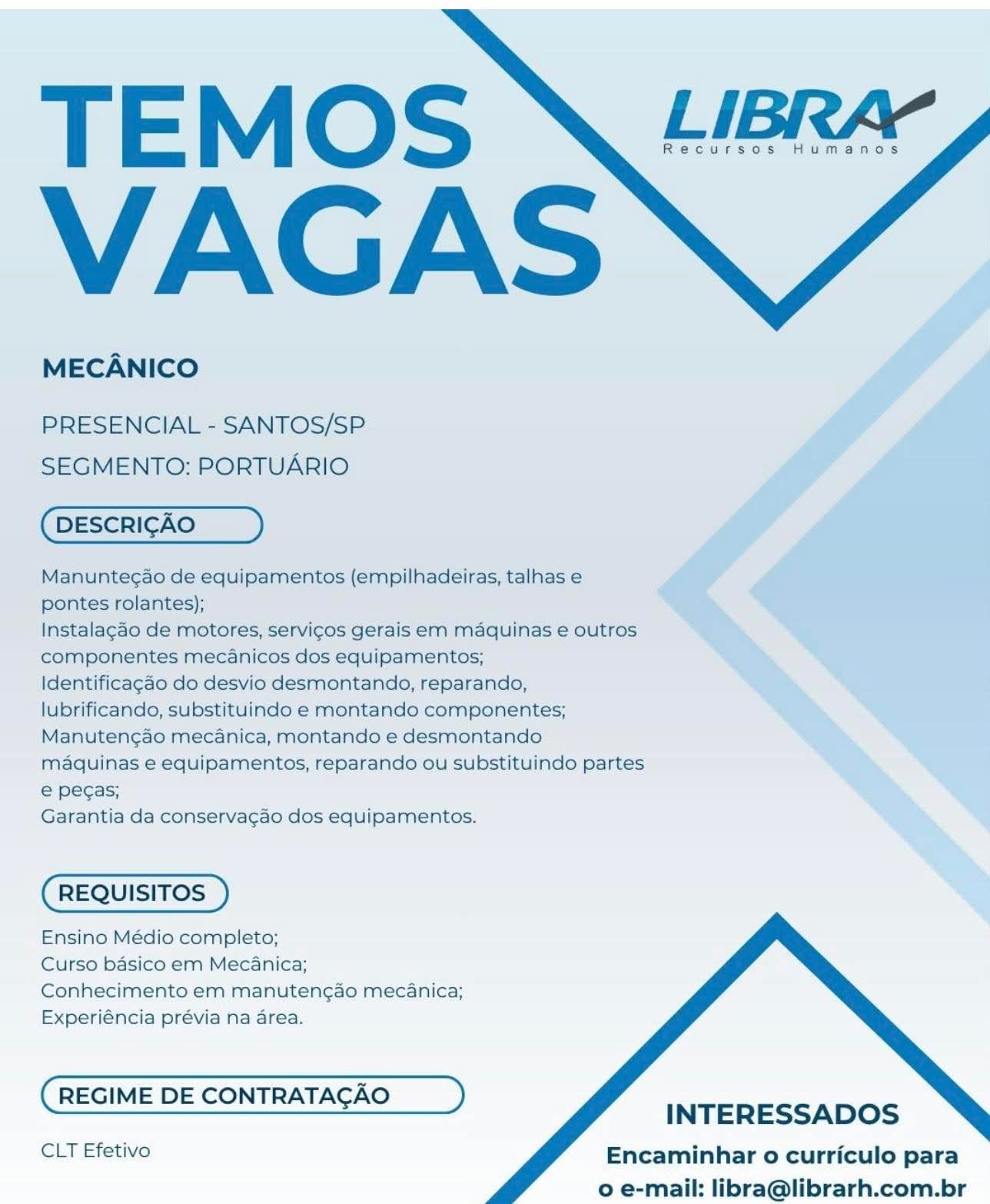 Vagas 27/04/2026 Baixada Santista