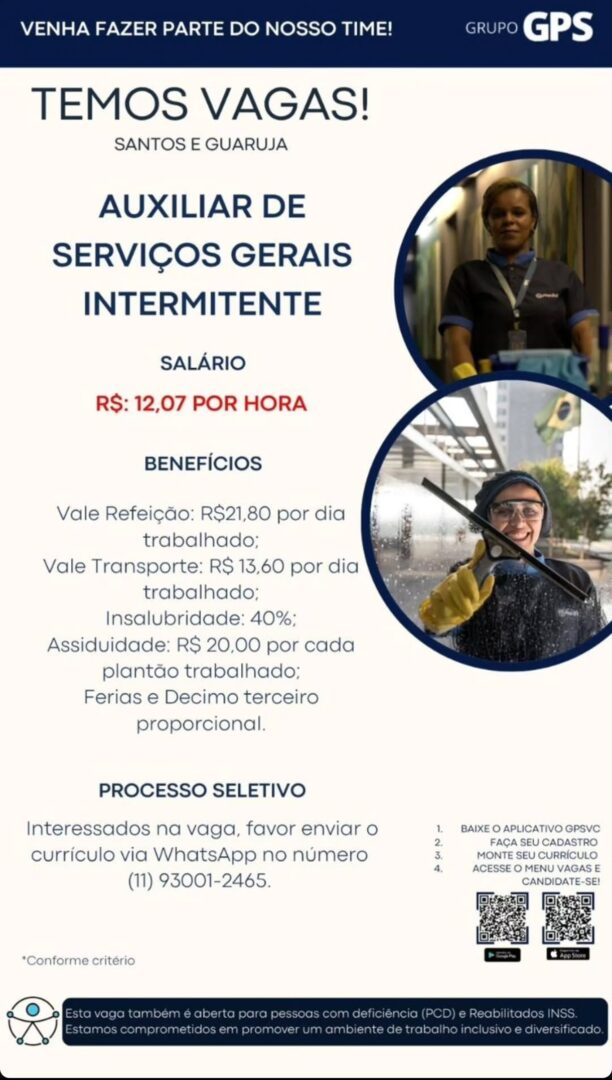 Vagas 27/04/2026 Baixada Santista