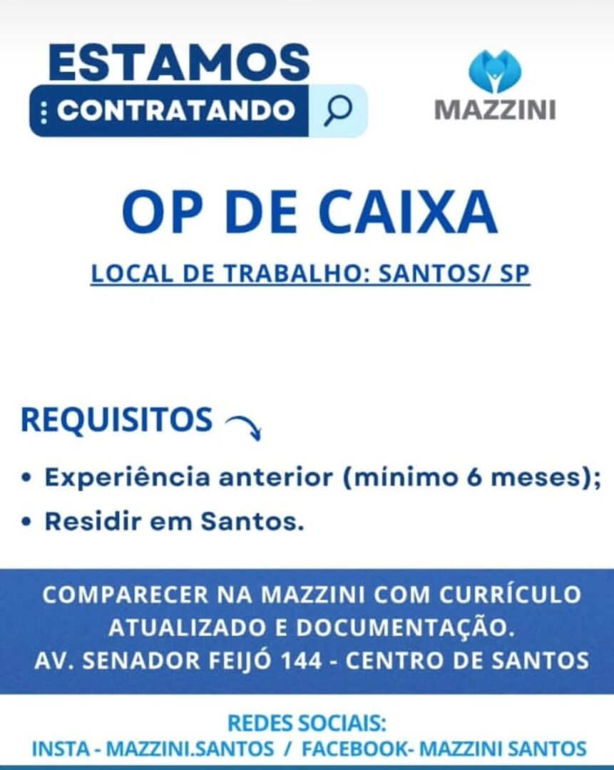 Vagas 27/04/2026 Baixada Santista